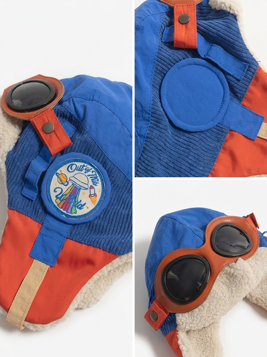 AconaStudio Retro Fleece Pilot Hat – fleece details, removable goggles