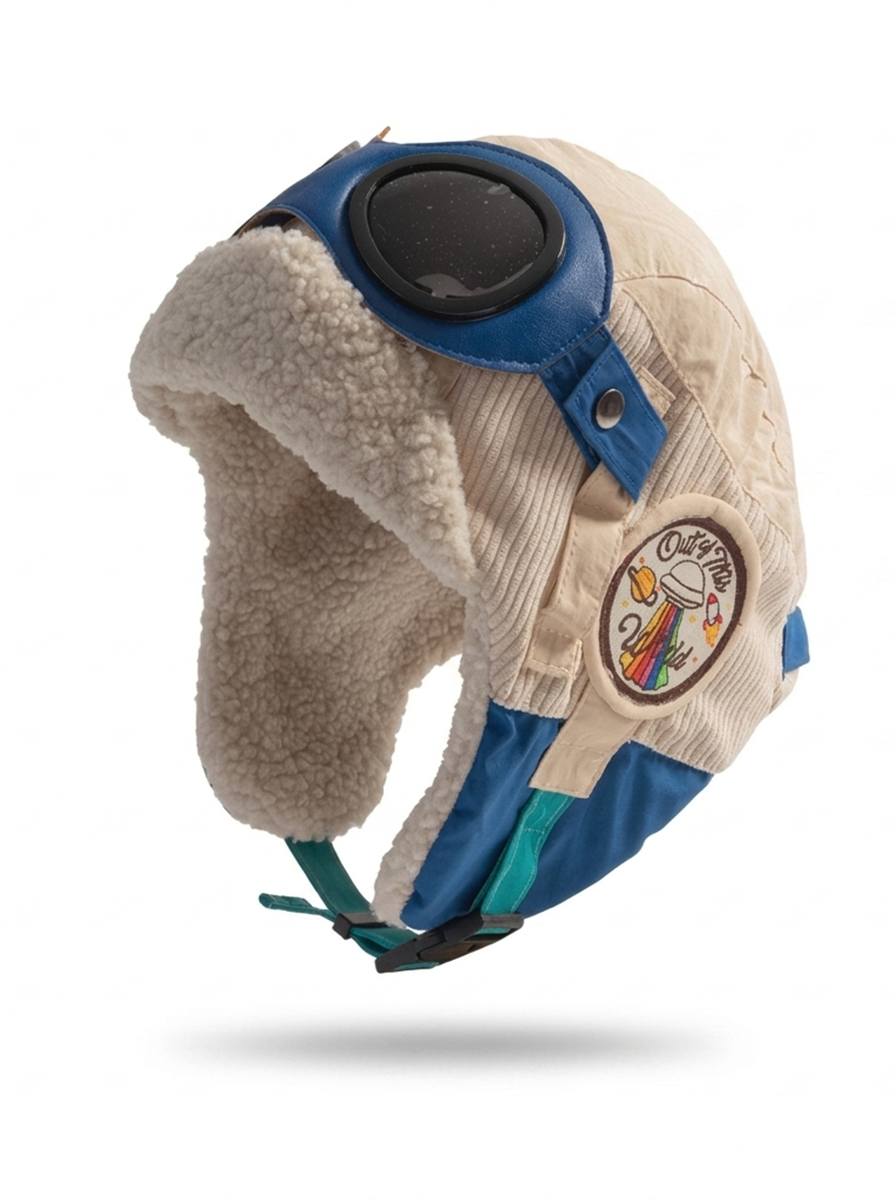 AconaStudio Retro Fleece Pilot Hat – fleece details, removable goggles