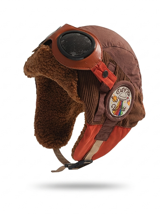 AconaStudio Retro Fleece Pilot Hat – fleece details, removable goggles