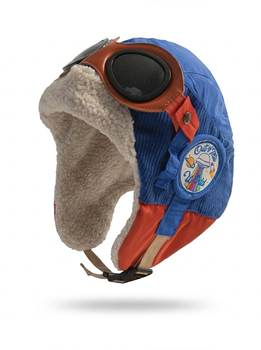 AconaStudio Retro Fleece Pilot Hat – fleece details, removable goggles