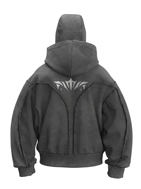 AconaStudio Balaclava Ninja Zip-Up Hoodie – oversized, washed finish